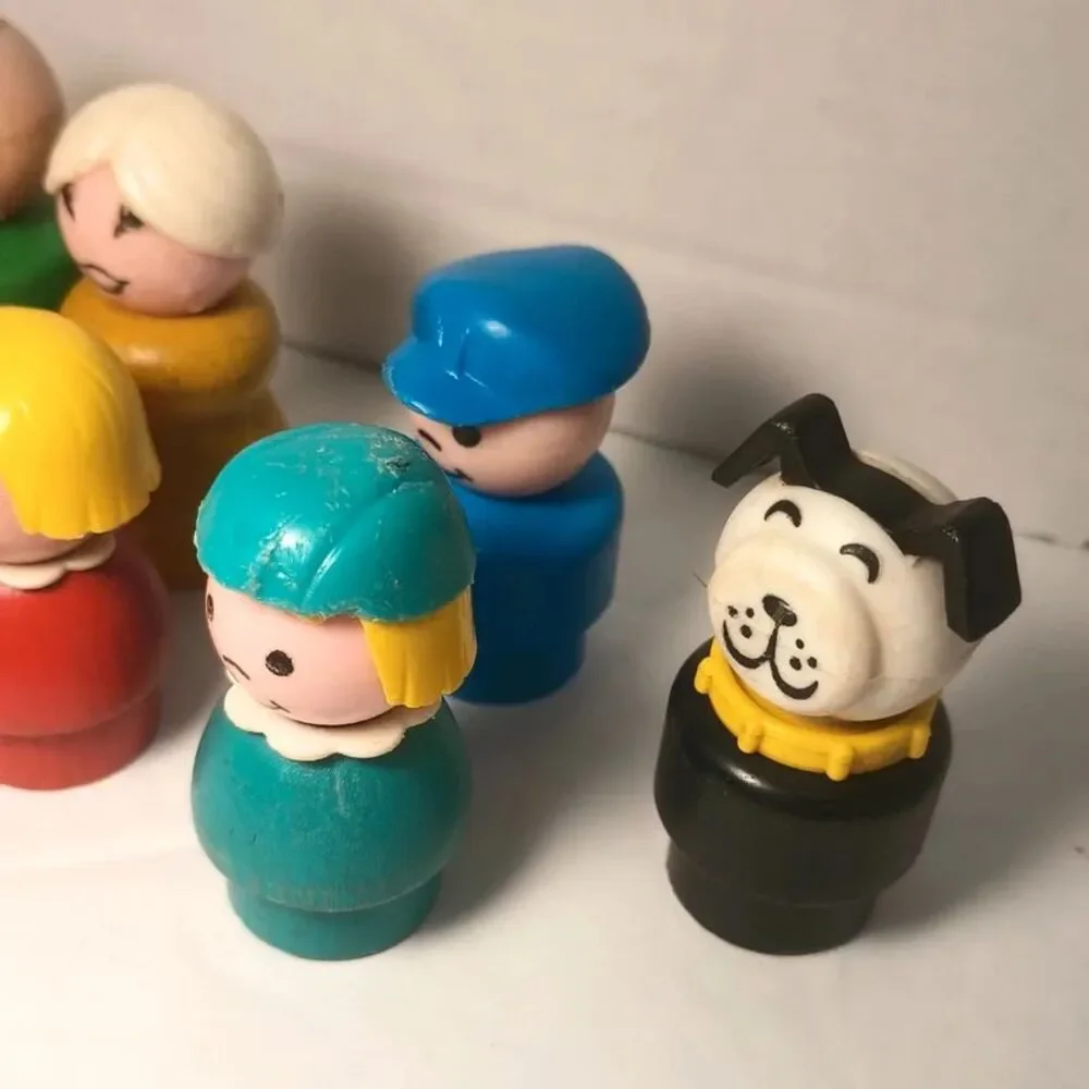 Vintage Little People Mix Wood and Plastic Characters Dog Baby Furniture